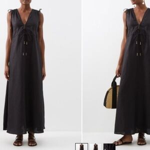 STAUD Black Maxi Dress with Tie Straps